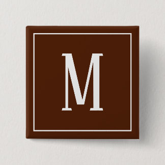 Monogramm Weiß auf braun-Quadrat-Taste Button