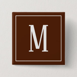 Monogramm Weiß auf Brauner Quadratischer Taste Button