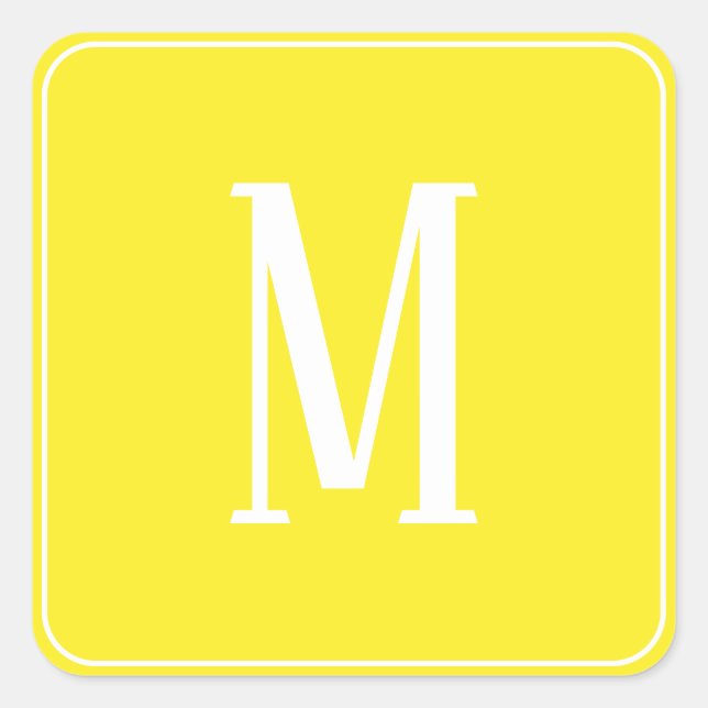 Monogramm Weiß auf der gelben Aufkleber (Vorderseite)