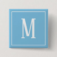 Monogramm Weiß auf hellblauem Knopf