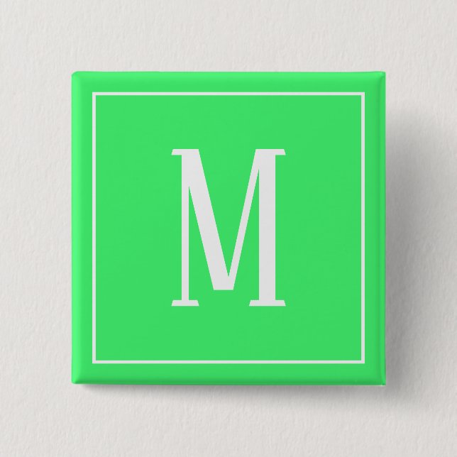 Monogramm Weiß auf hellgrünem Knopf Button (Vorderseite)