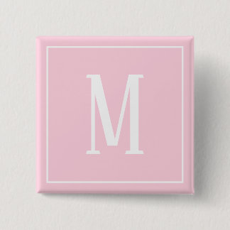 Monogramm Weiß auf Hellrosa Quadrat-Taste Button