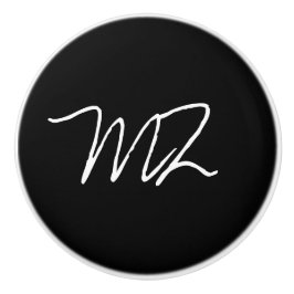 Monogramm Weiß auf Schwarz Keramikknauf