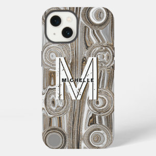 Monogramm Weiß & Gold Glitter Funky Retro Groovy iPhone 13 Hülle