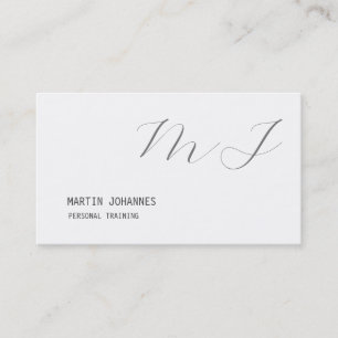 Monogramm Weiß Grau Personal Trainer Modern Visitenkarte