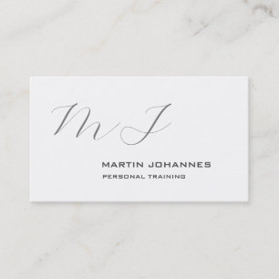 Monogramm Weiß Grau Personaltrainer Modern Visitenkarte