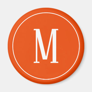 Monogramm Weiß, leuchtendes Orangenmagnet Magnet
