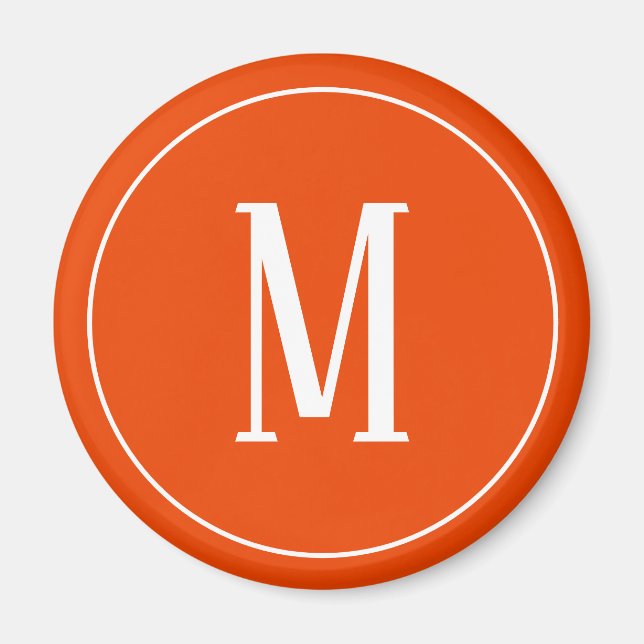 Monogramm Weiß, leuchtendes Orangenmagnet Magnet (Vorne)