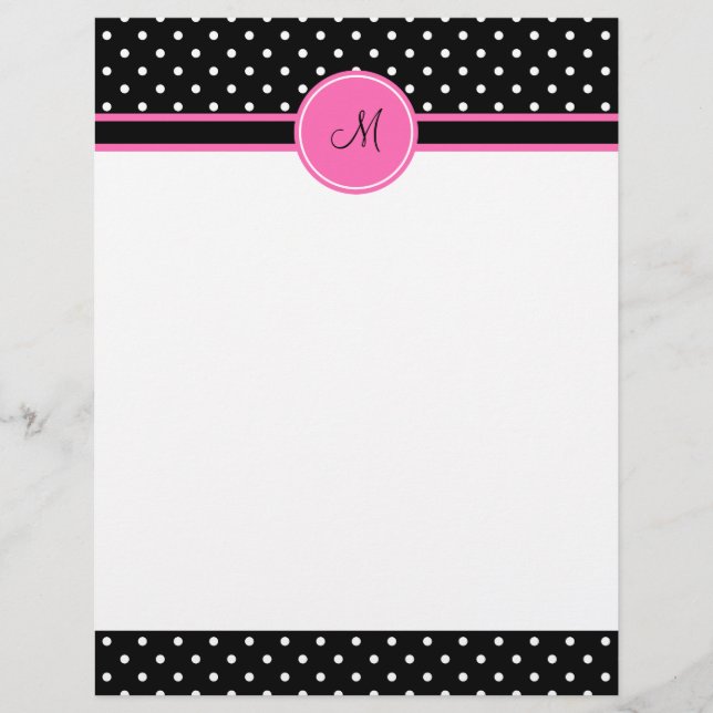 Monogramm, Weiß und Schwarz-Polka-Punktmuster (Vorderseite)