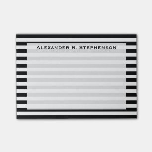Monogramm Weiß und Schwarz Streifen Post-it Klebezettel