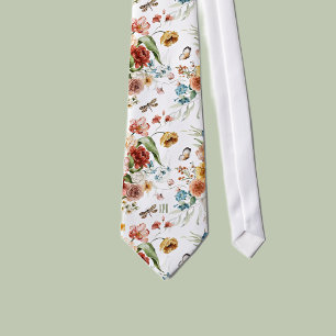 Monogramm Weiße Farbige Florale Stilleben-Kunst Krawatte