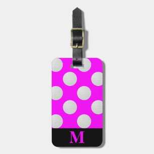 Monogramm weiße Golfbälle, Rosa Gepäckanhänger