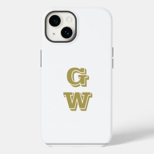 Monogramm Weiße Retro-Gold-Initialen Minimalistisc iPhone 14 Hülle