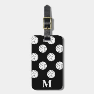Monogramm Weiße Volleyballbälle, schwarzes Gepäcka Gepäckanhänger