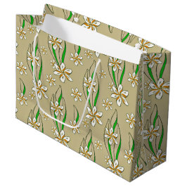 Monogramm weißer Blumenstrauß-Hintergrund Große Geschenktüte