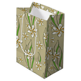 Monogramm weißer Blumenstrauß-Hintergrund Mittlere Geschenktüte