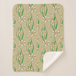 Monogramm weißer Blumenstrauß-Hintergrund Sherpadecke