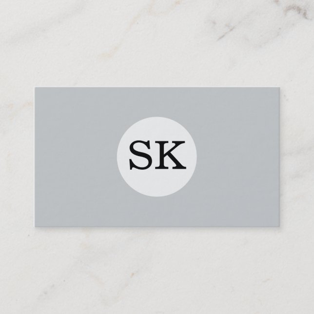 Monogramm, weißer Kreis, grauer Hintergrund Visitenkarte (Vorderseite)