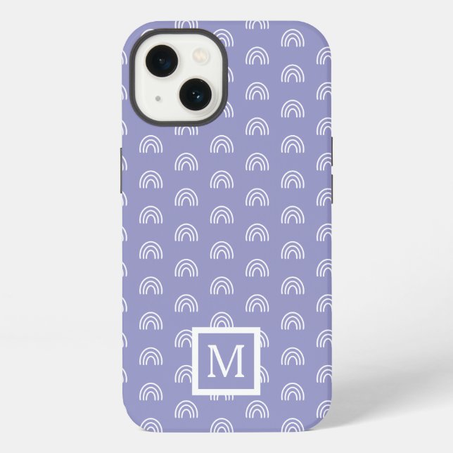 Monogramm Weißer Regenbogen iPhone Hülle (Rückseite)