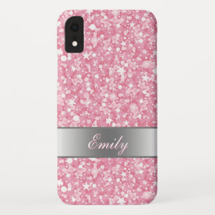 Monogramm, weißer Spargel und rosa Glitzer Case-Mate iPhone Hülle