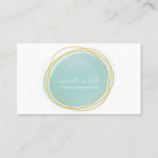 Monogramm weißer Text für den goldenen Wasserfarbk Visitenkarte (Vorderseite)