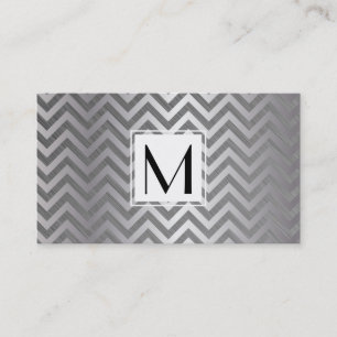 Monogramm Weißes Kästchen Chevron Metallisches Mus Visitenkarte