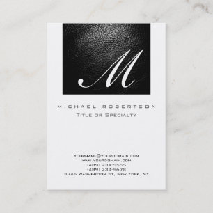 Monogramm Weißes Leder Streifen Chubby Visitenkart Visitenkarte