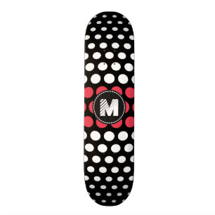 Monogramm-weißes u. Wunsch-Tupfen-Muster Skateboard