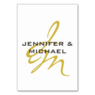 Monogramm Weißgold Farbe Schlicht Modern Minimalis Tischnummer