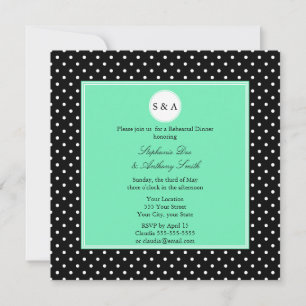 Monogramm Weißschwarz, Seafoam Polka Dot Probe Einladung