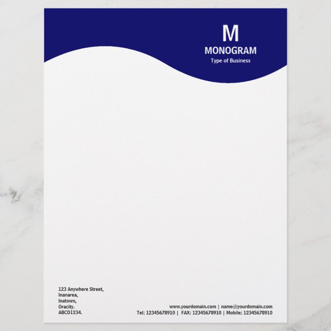 Monogramm-Welle - dunkelblaue 000066 Briefkopf (Vorderseite)