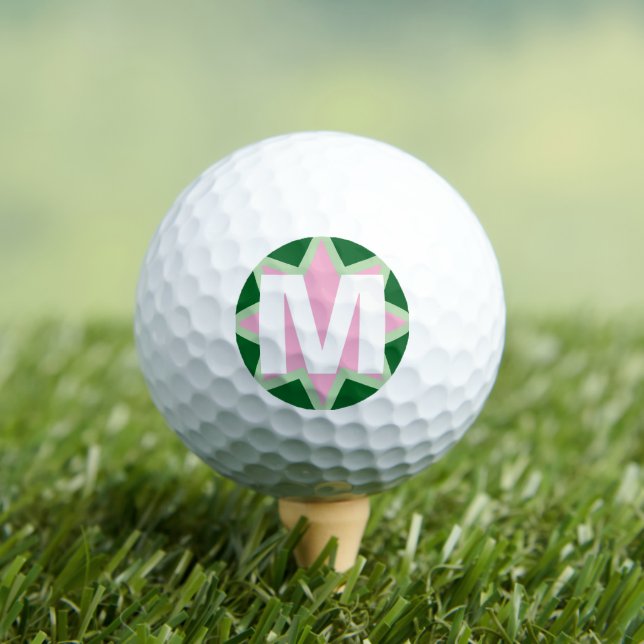 Monogramm Whimsical Rosa Grüne Seerose Golfball (Insitu T-Shirt)