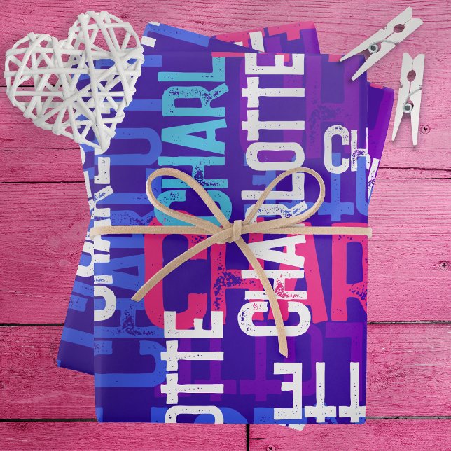 Monogramm Wiederholungsnamensmuster Geburtstag Geschenkpapier Set (Von Creator hochgeladen)