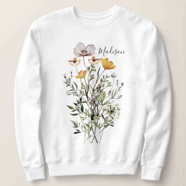 Monogramm Wildblume Bouquet Sweatshirt (Design vorne)