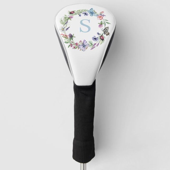 Monogramm Wildblume Floral Golf Headcover (Vorderseite)