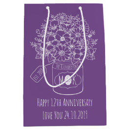 Monogramm-Wildblumen-Blumenstrauß Mittlere Geschenktüte