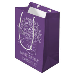 Monogramm-Wildblumen-Blumenstrauß Mittlere Geschenktüte