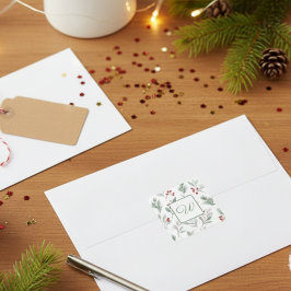 Monogramm-Winter-Botanikpapier Quadratischer Aufkleber