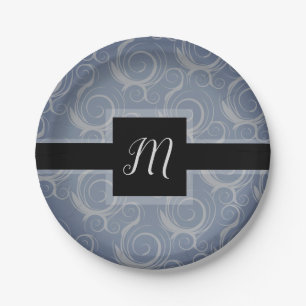 Monogramm-Wirbel Pappteller