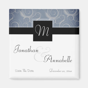 Monogramm-Wirbel Save The Date Magnet
