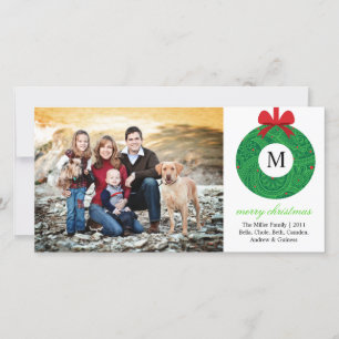 Monogramm Wreath Feiertagskarte