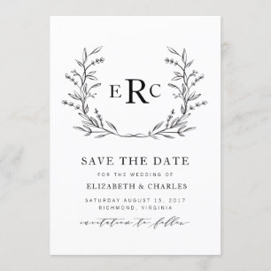 Monogramm Wreath Save the Date