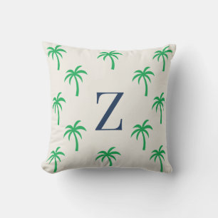 Monogramm-Wurfkissen mit Preppy-Palme Kissen