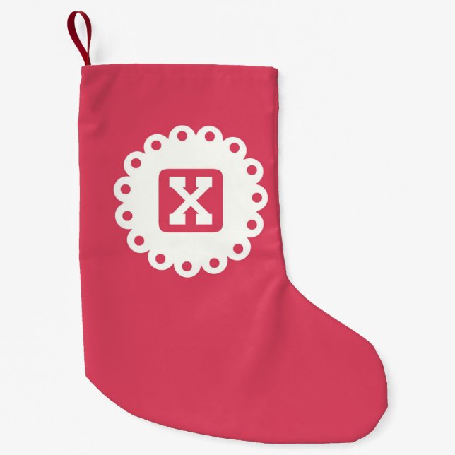 MONOGRAMM "X" KLEINER WEIHNACHTSSTRUMPF (Vorderseite)