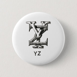 Monogramm Y und Z, Initial Y und Z, Buchstaben Y u Button