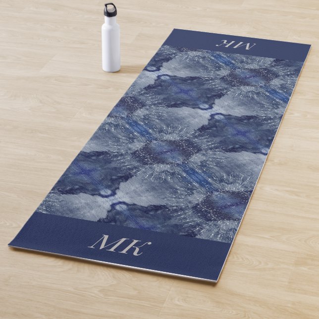 Monogramm Yoga Mat Blauer Fraktal Yogamatte (Beispiel)