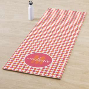 Monogramm Yogmat aus rosa und orangefarbenem Diama Yogamatte