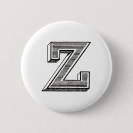 Monogramm Z, Letter Z, Alphabet z, Schwarz und Wei Button