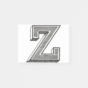 Monogramm Z, Letter Z, Alphabet z, Schwarz und Wei Post-it Klebezettel