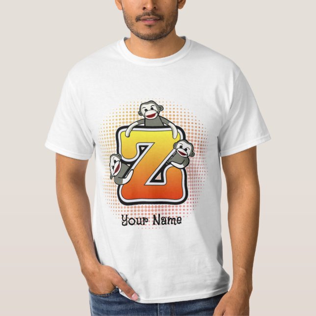 Monogramm Z Sock Monkey T-Shirt (Vorderseite)